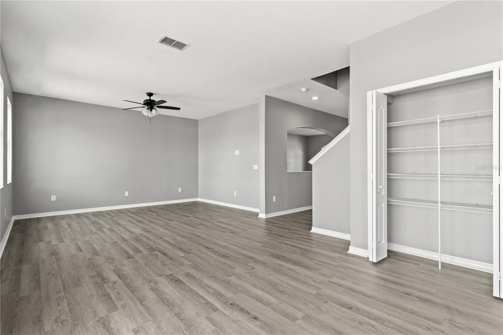 family room/dining area with pantry