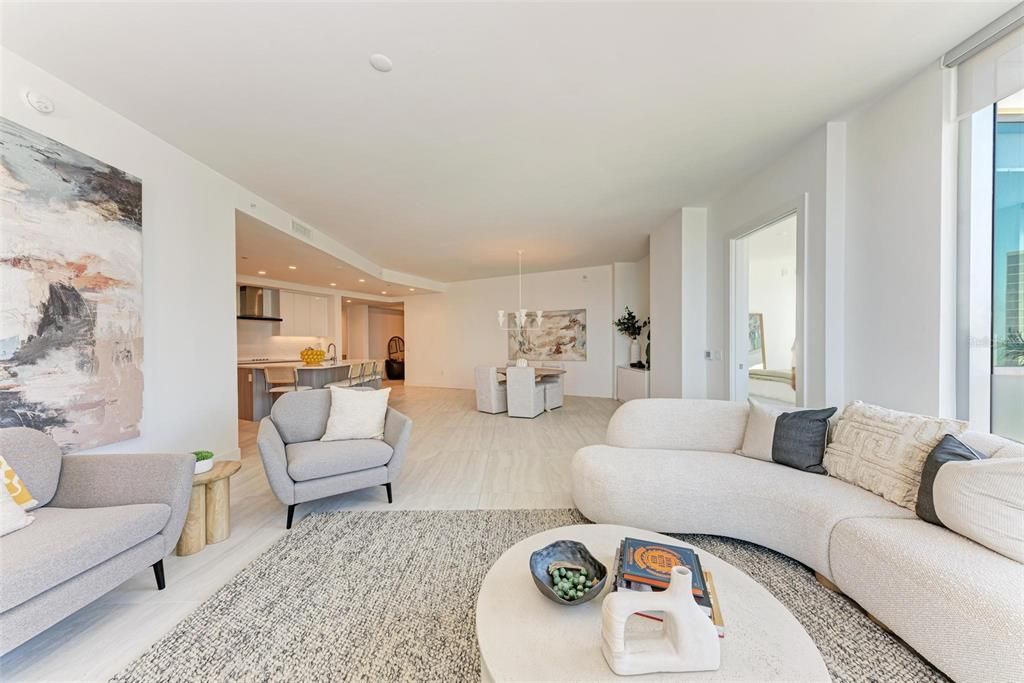 Spacious Living Area looking towards Kitchen