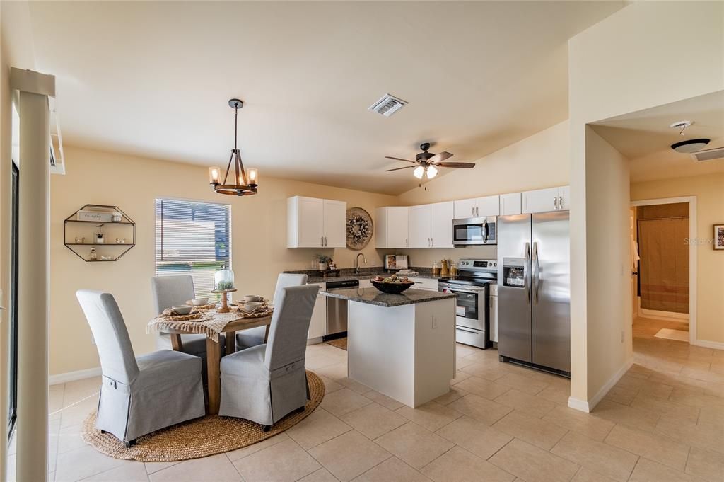 Digitally Staged Dining Area/Kitchen