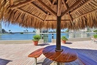 patio by pool & Bay