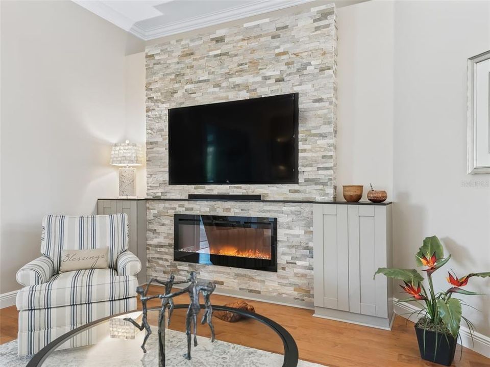 The electric fireplace can be used with or without the heating feature.