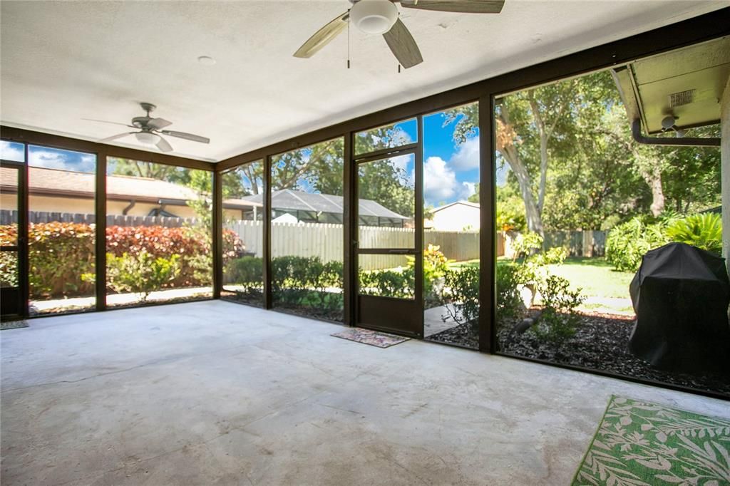 spacious screened patio