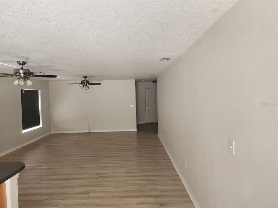 Large living room view from kitchen