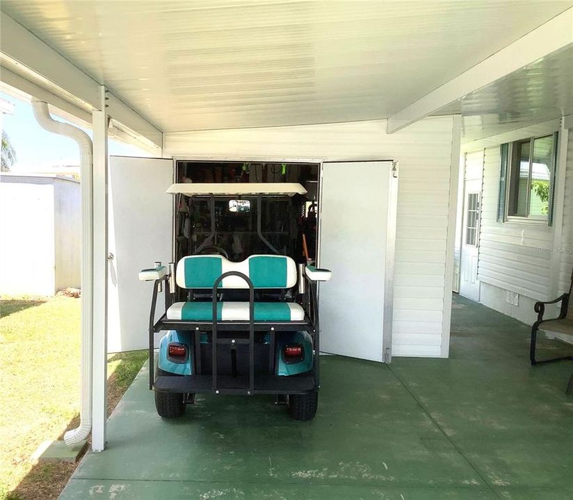 Golf cart parking in 2nd Utility Shed