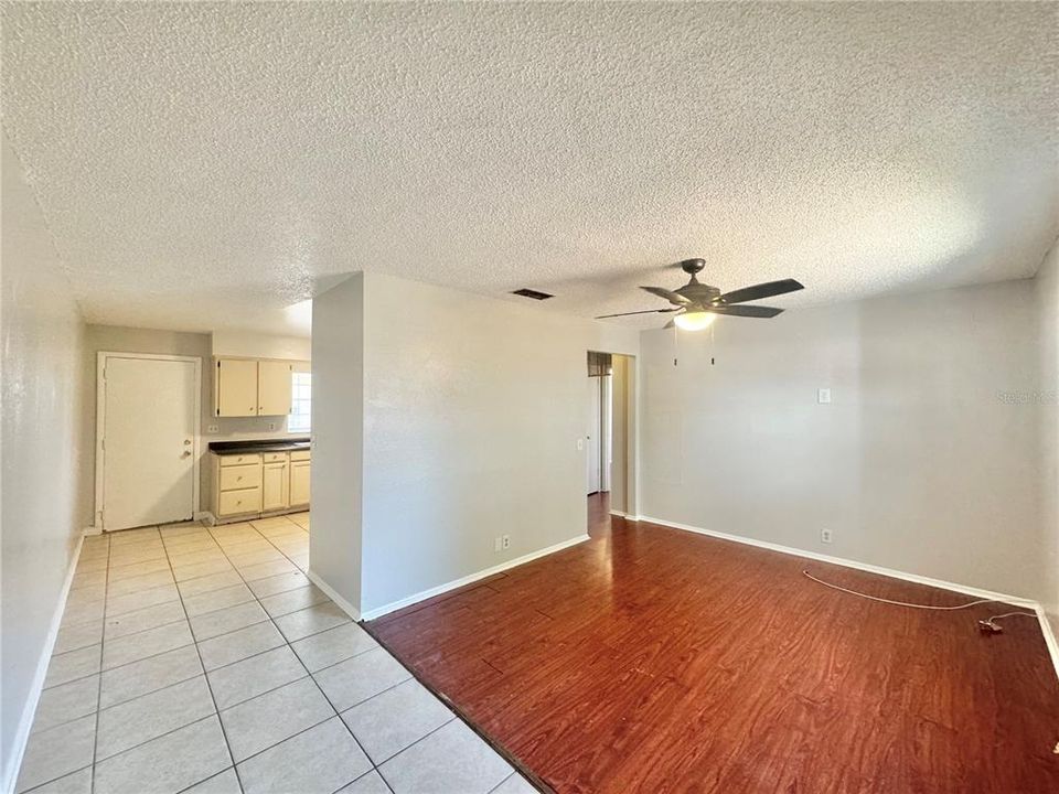 Living room into kitchen