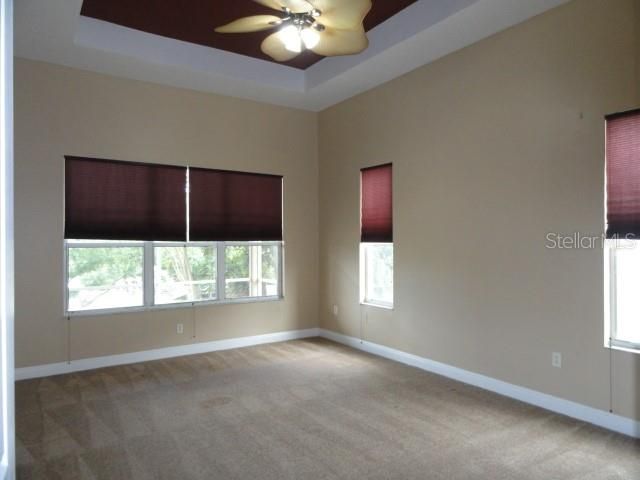 Master Bedroom with Ceiling Fan and Trey Ceiling