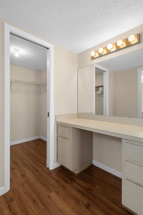 Vanity and walk in closet in Master