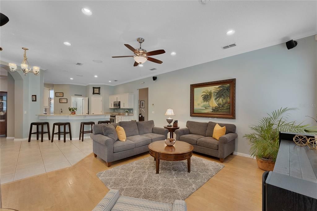 Open view between family room and kitchen