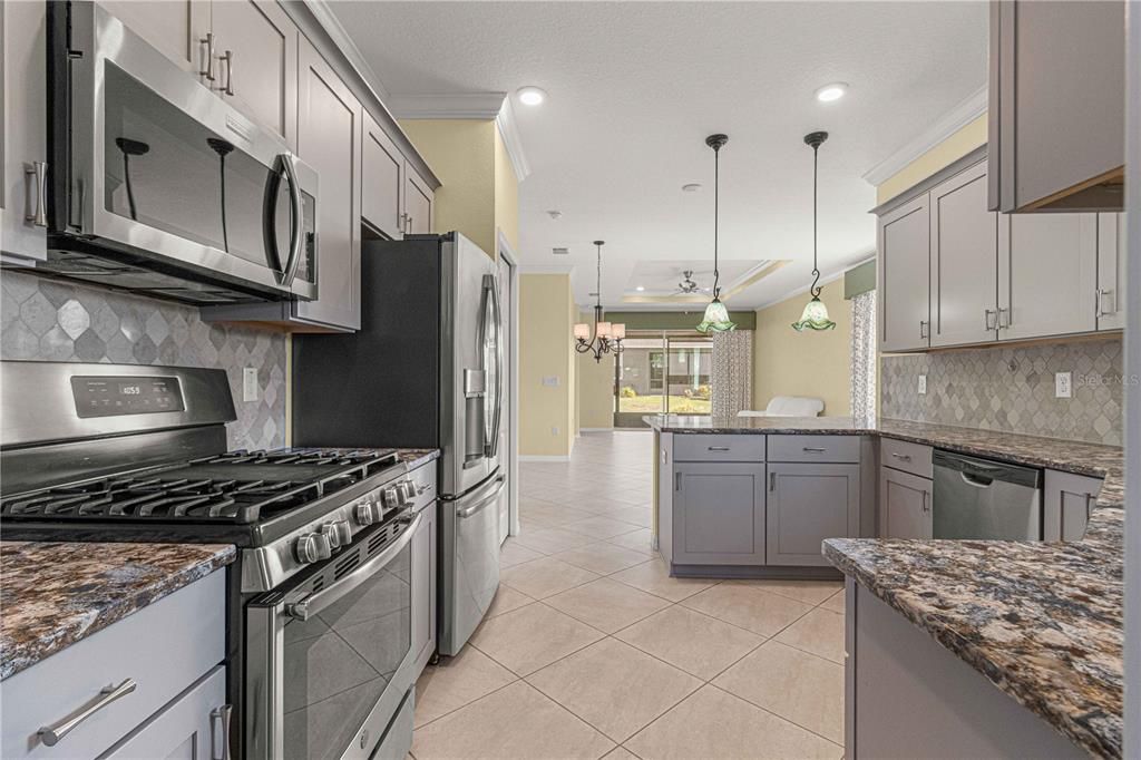 Kitchen with granite countertops and stainless appliances