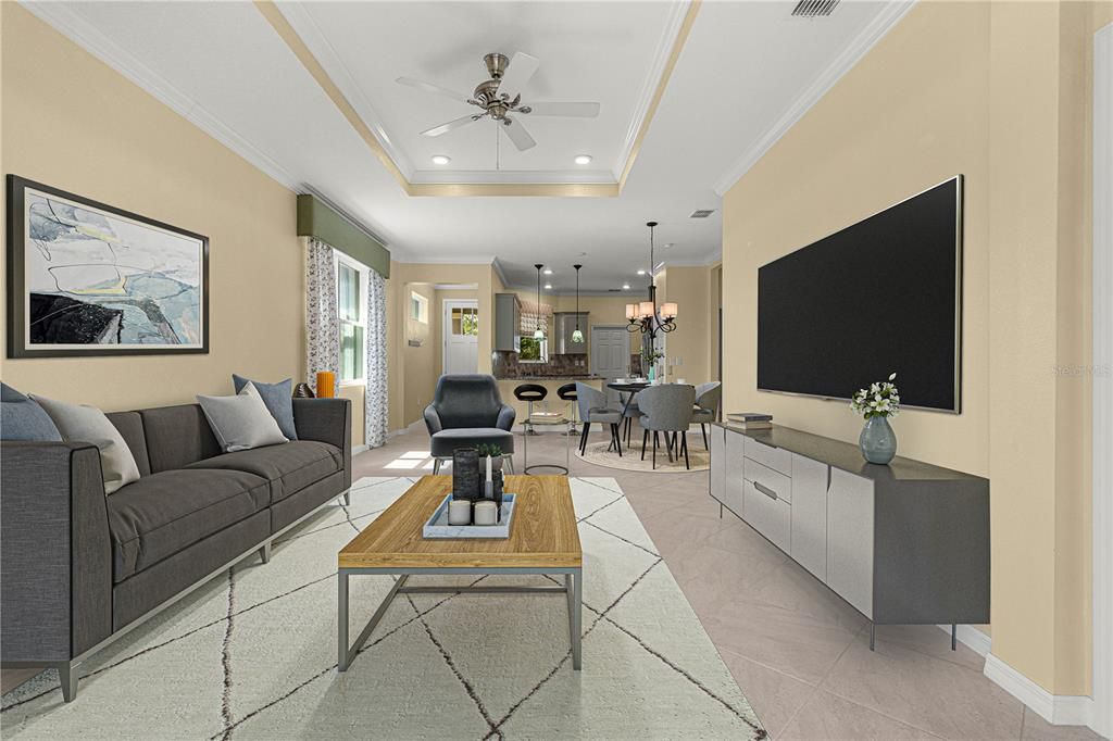 Virtual staging of living room area