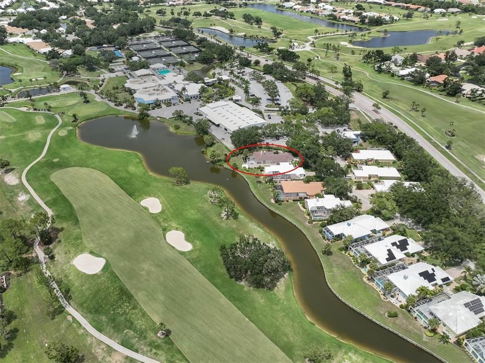 Aerial view of water/golf course