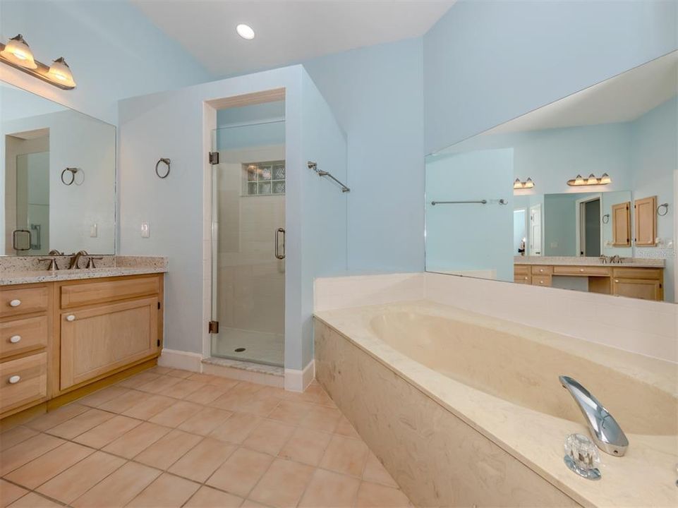 Main Bath. Walk-in Shower. Soaking Tub