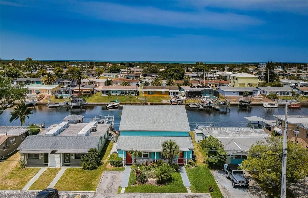 12625 & 12627 1st Isle Front of Duplex Drone Shot Facing West