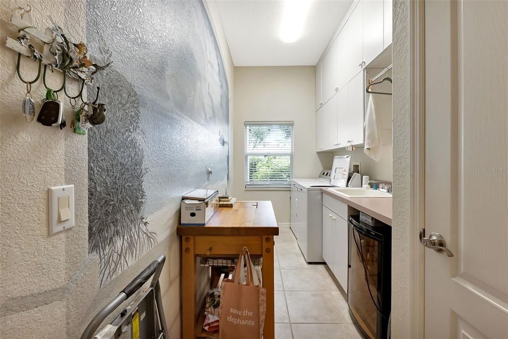 Large laundry room with extra storage and closet