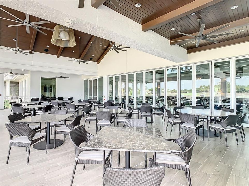 Outside dining under the fans