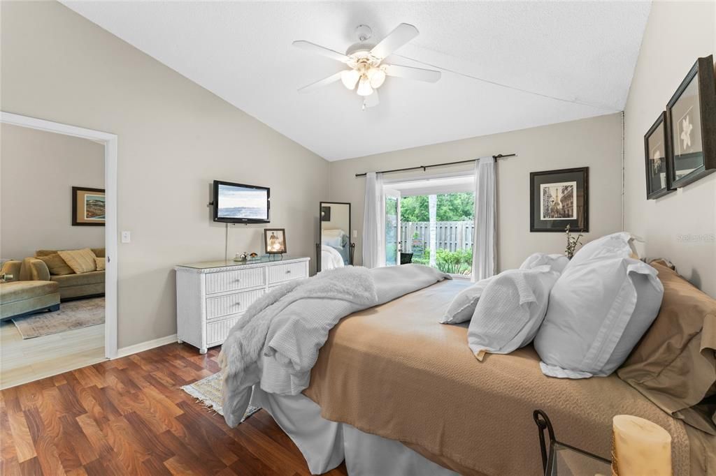 Primary Bedroom showing view to back yard