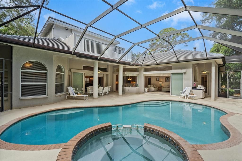 Pool and fountain toward home