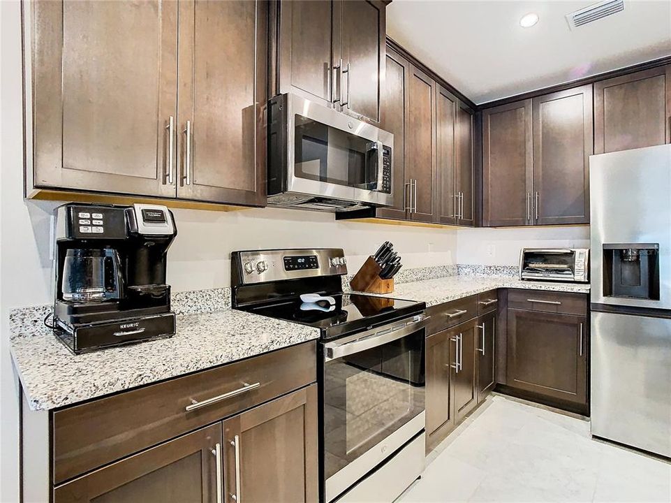 Kitchen with stainless steel appliances