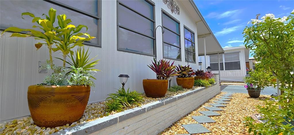 Gorgeous path & flower bed with a retaining wall