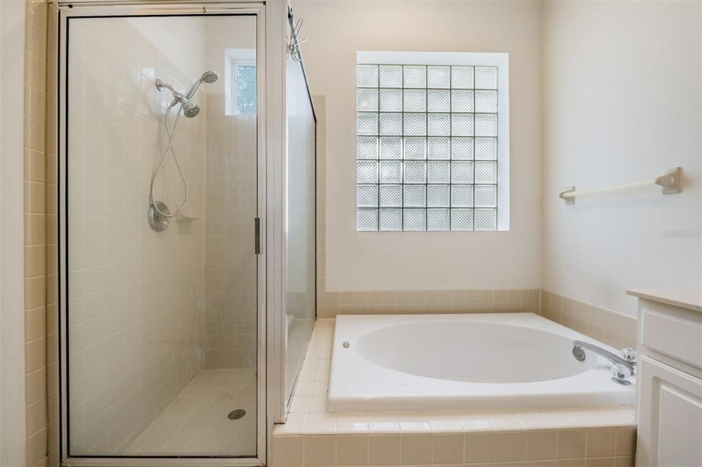 Master Bathroom with separate shower and tub.