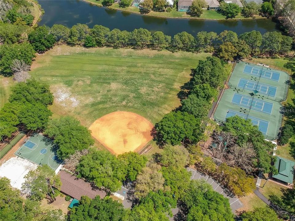 Baseball field and hard courts