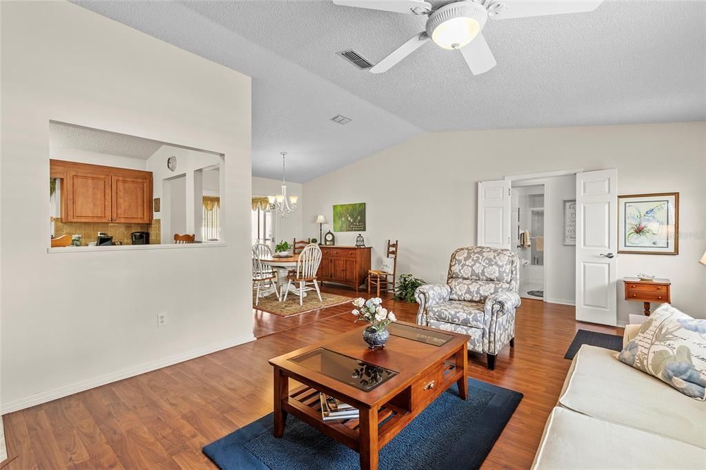 Another view with Kitchen to left and dining room.