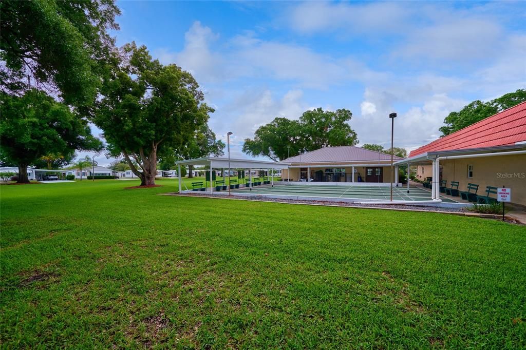 Clubhouse offers pool, shuffleboard courts, and meeting space