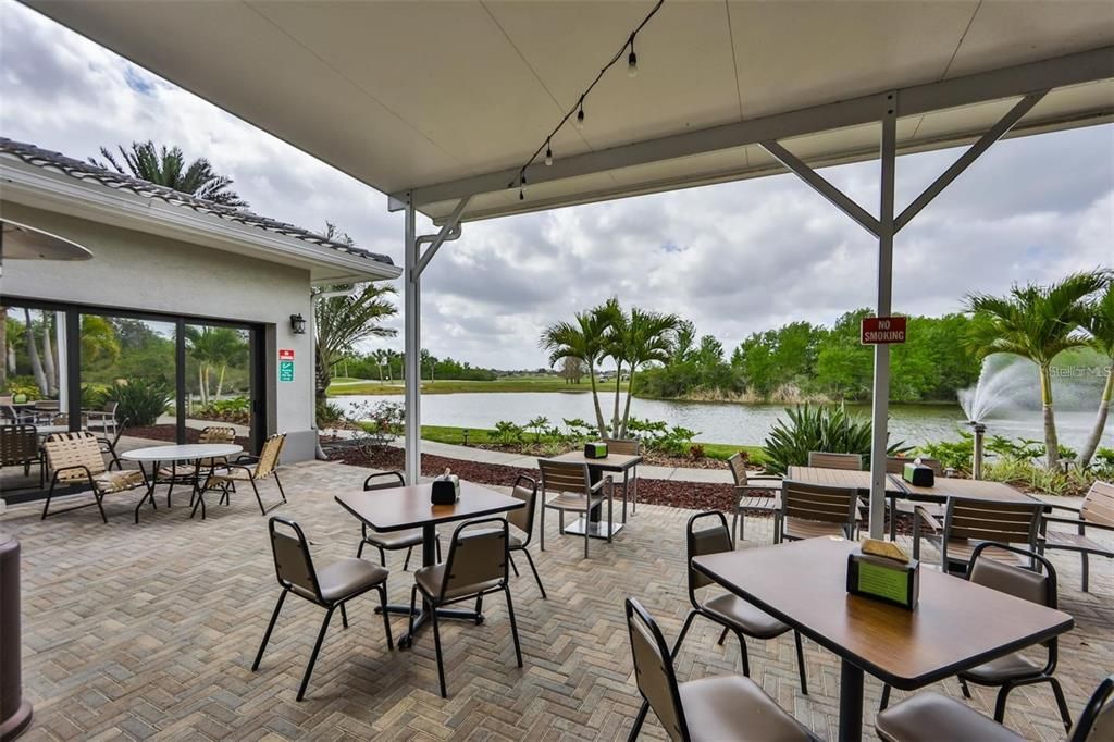 Covered outdoor seating area at S Club