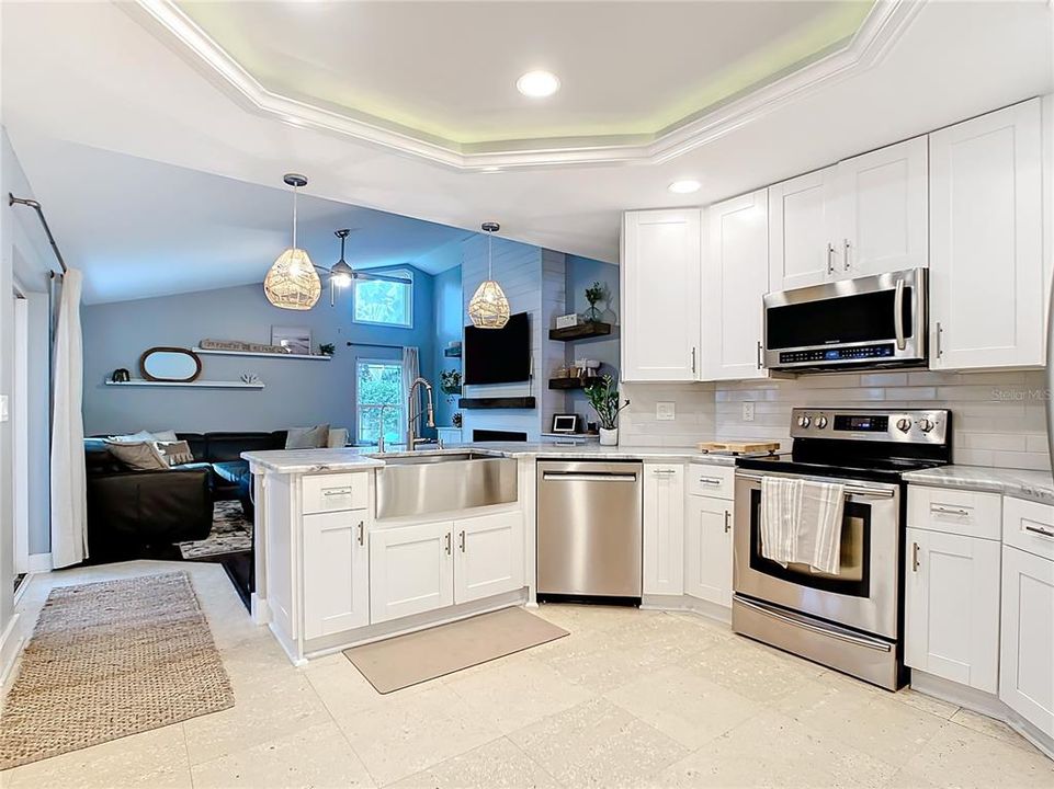 View of family room from kitchen