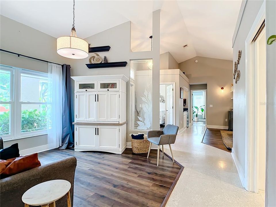 Sitting area from garage /laundry room hallway