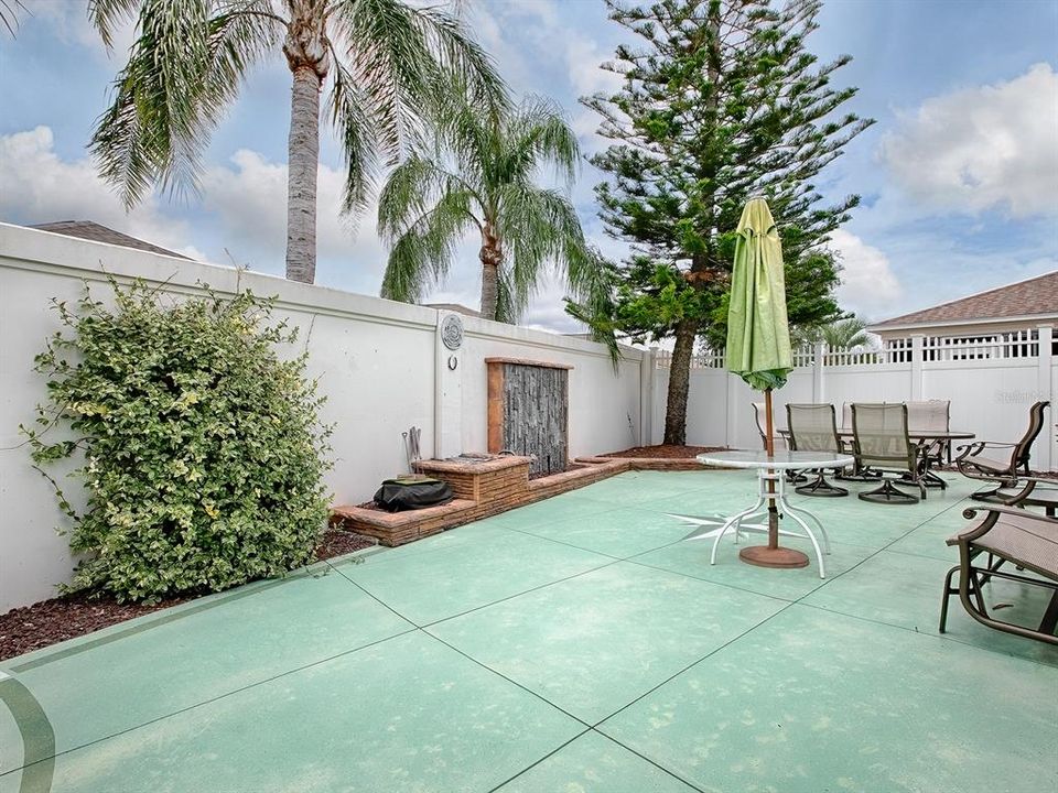 Look at the Fountain and Fire Pit.