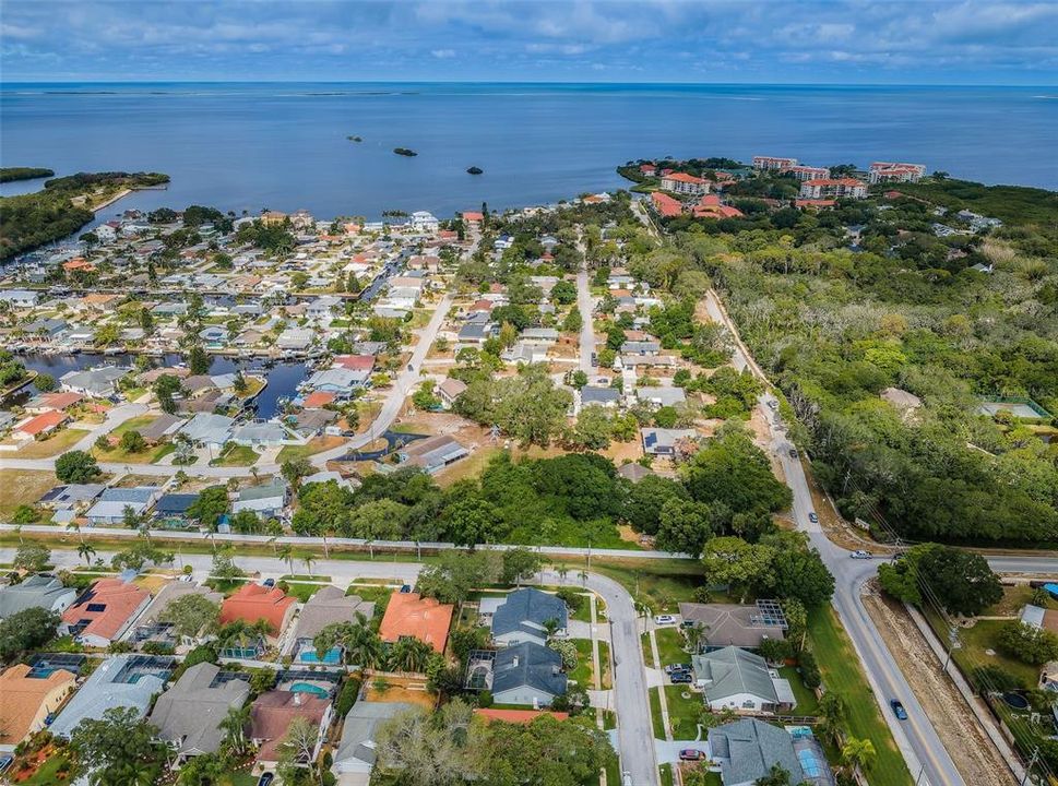 Aerial view of Gulf of Mexico nearby