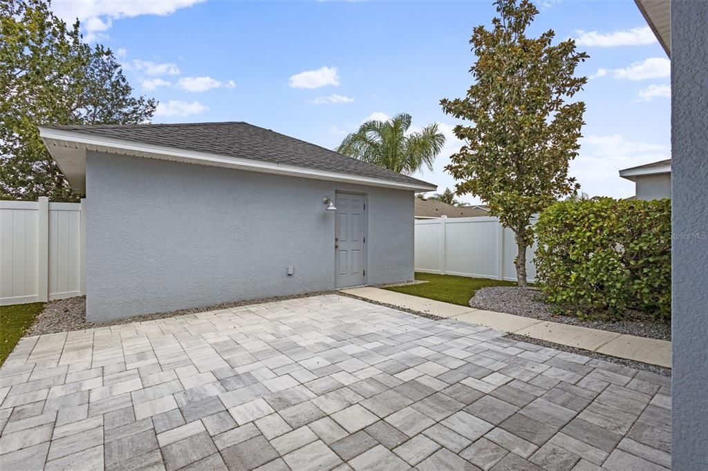 Rear Courtyard pavered - 2 Car Detached Garage