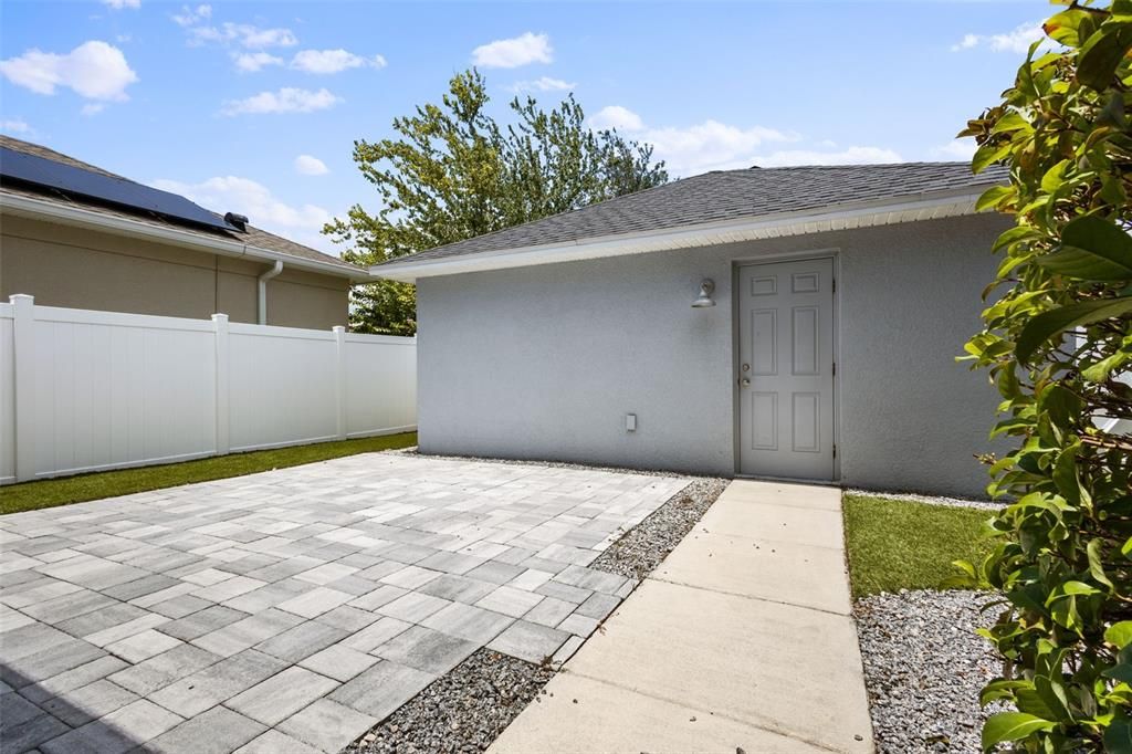 Rear Courtyard pavered - 2 Car Detached Garage