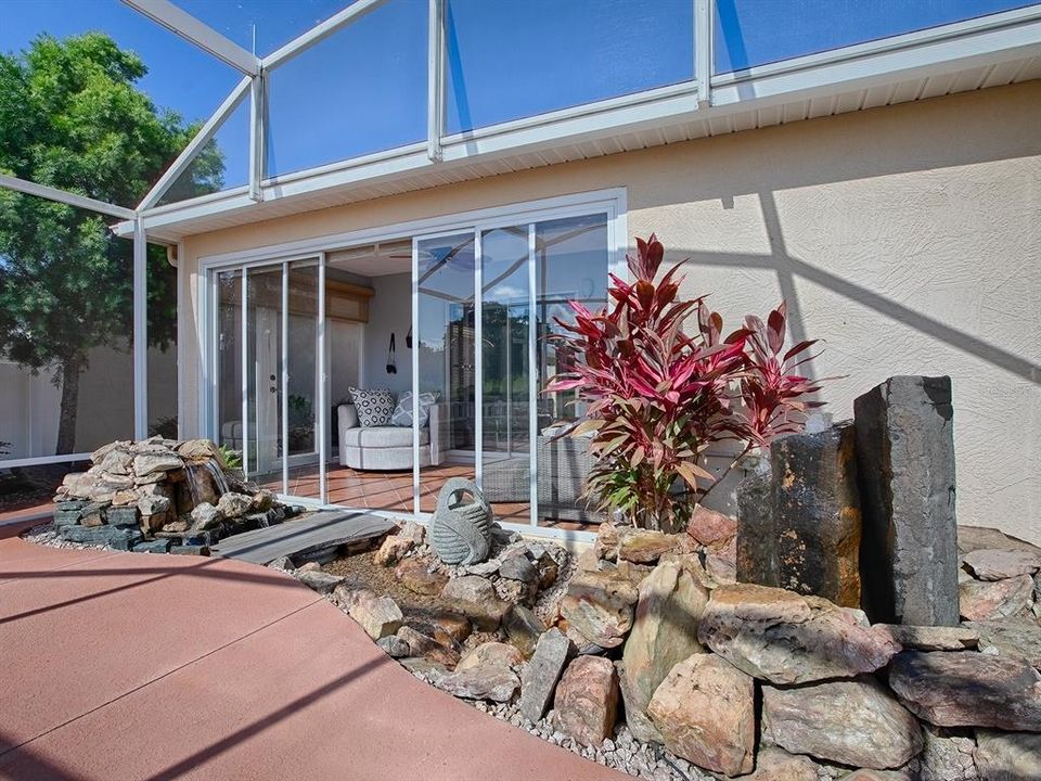 LOVELY ROCKSCAPE WITH 3 FOUNTAINS.