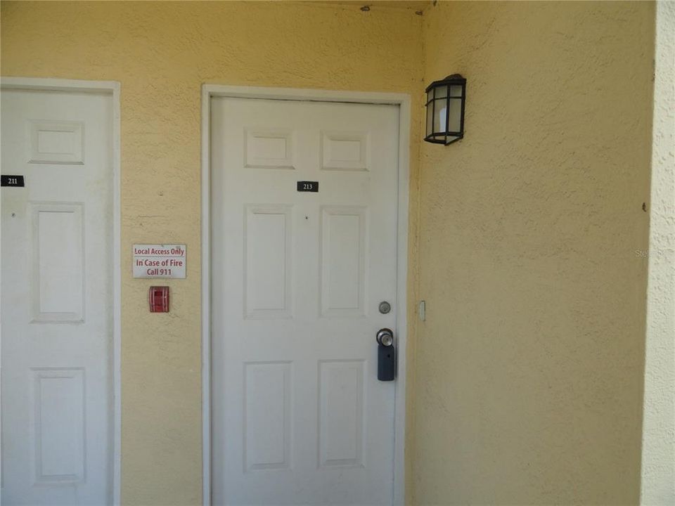 Covered entry front door area.
