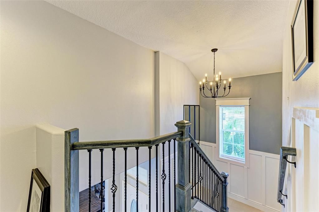 Wood riser staircase w/ new Wainscoting Molding