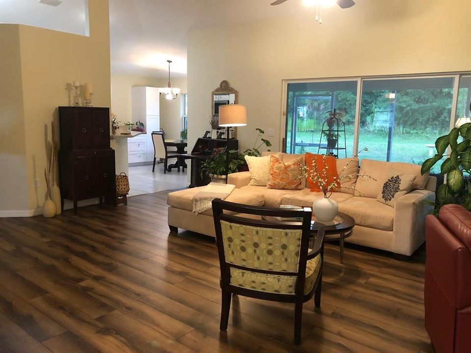 Living Room overlooking kitchen dining area