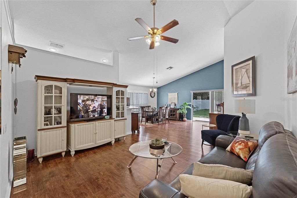 Great Room with High Ceilings & Knock Down Texture