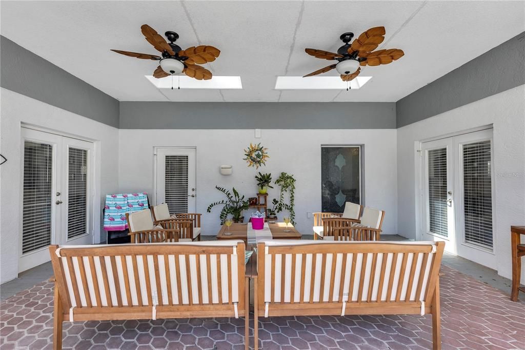 Patio with tropical  ceiling fans