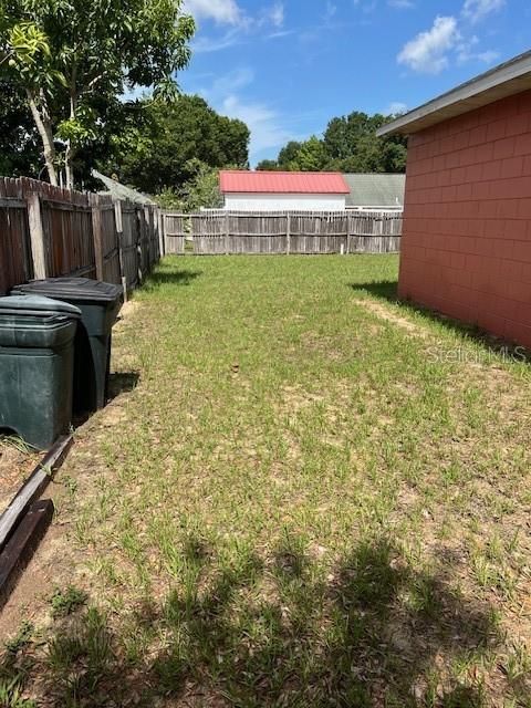 Side view of backyard