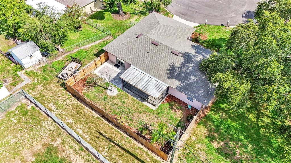 Aerial View Fenced Backyard