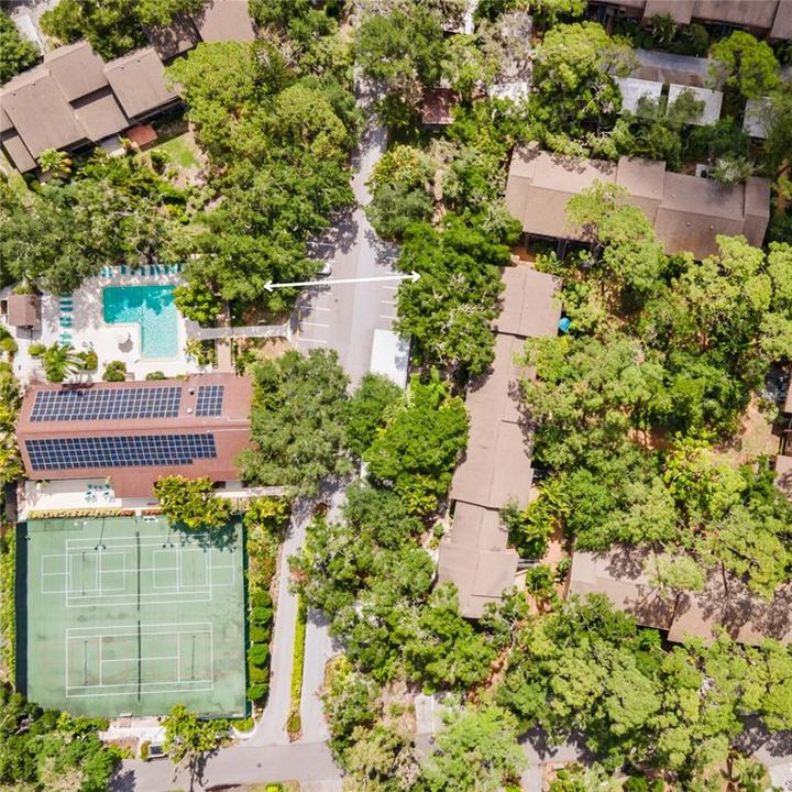 Steps away from pavilion, concerts, pickleball/tennis courts and pool