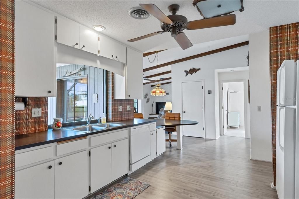 Kitchen with extended counter area