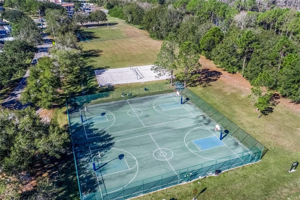 Aerial view of the basket ball courts