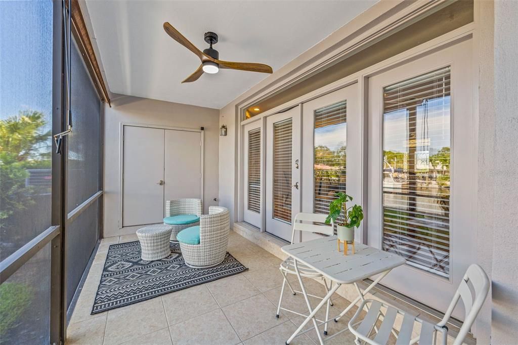 Back screened porch overlooking the water