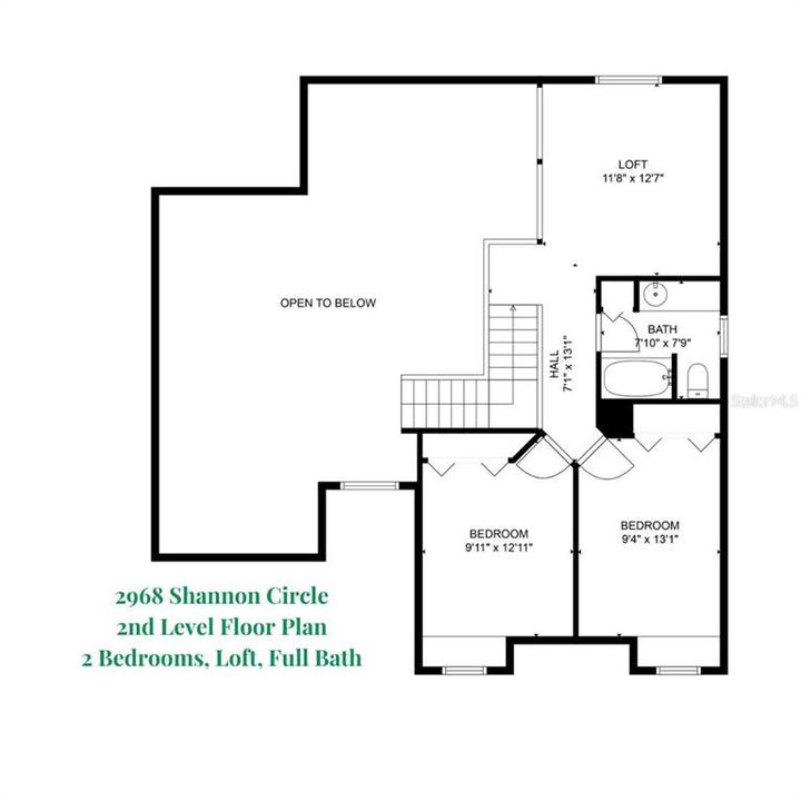 Secondary bedrooms, a full bathroom, & loft on the 2nd floor