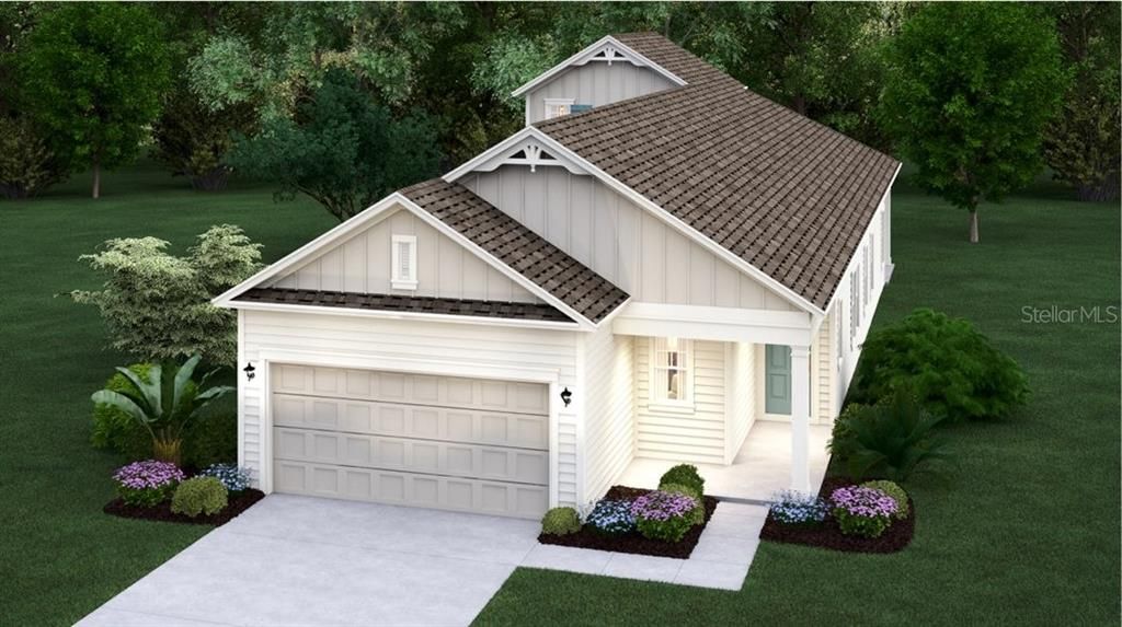 Artist rendering; illustration only; colors, features, and garage orientation may differ.