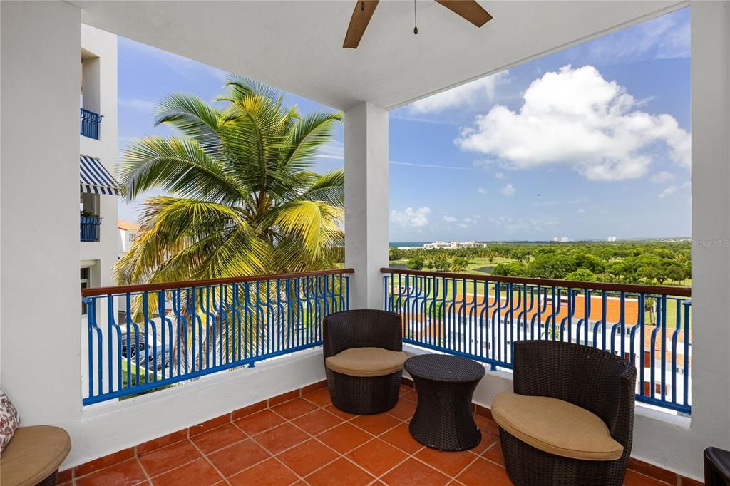 Balcony with Ocean & Golf Views