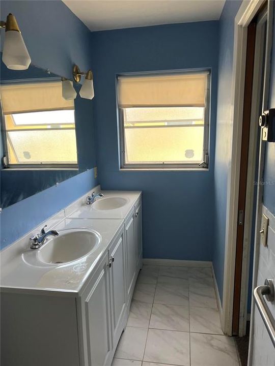 blue master bath vanity